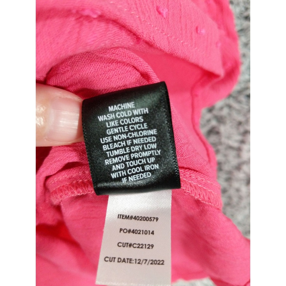 Torrid Womens Cottagecore Tiered Tank Top 1X Pink Swiss Dot Crinkle Gauze NEW - Picture 8 of 8